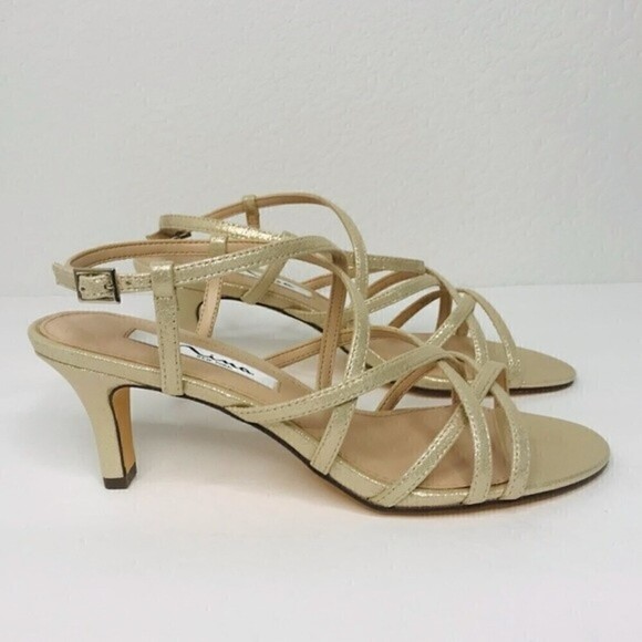 New! Nina Neptune Evening Reflective Suedette Platino Kitten Heel Formal Sandals - Picture 4 of 11